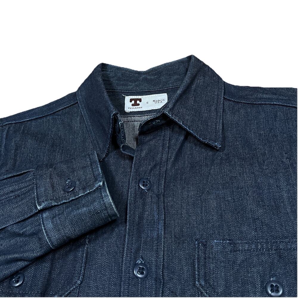 Tellason Denim Work Shirt Size Small Long Sleeve White Oak Cone Denim USA Made